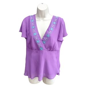Hipnotix Purple Embroidered Women's Top